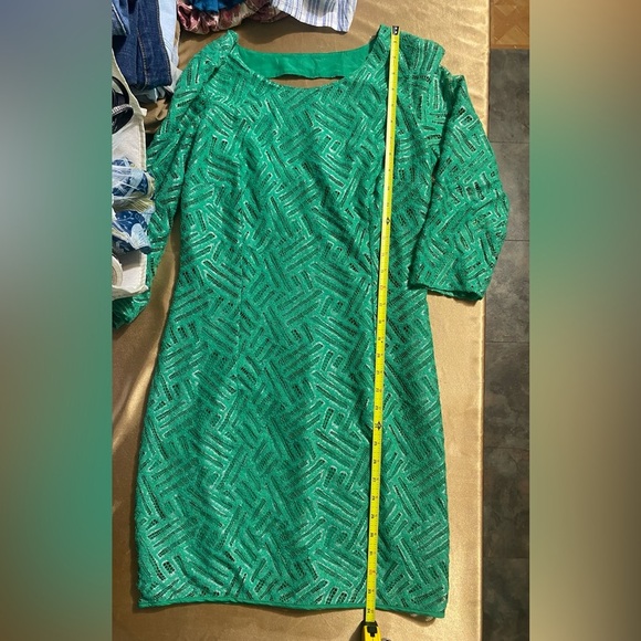 Lilly Pulitzer Green Sheath Dress Long Sleeve Crew Neck - Picture 9 of 12